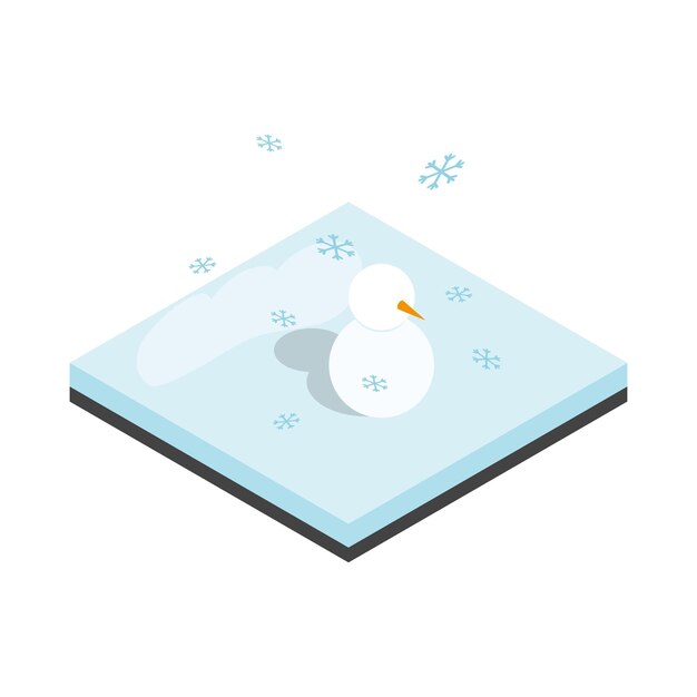 Hombre de nieve y icono de paisaje de invierno en estilo isométrico 3d aislado en fondo blanco Símbolo de la naturaleza