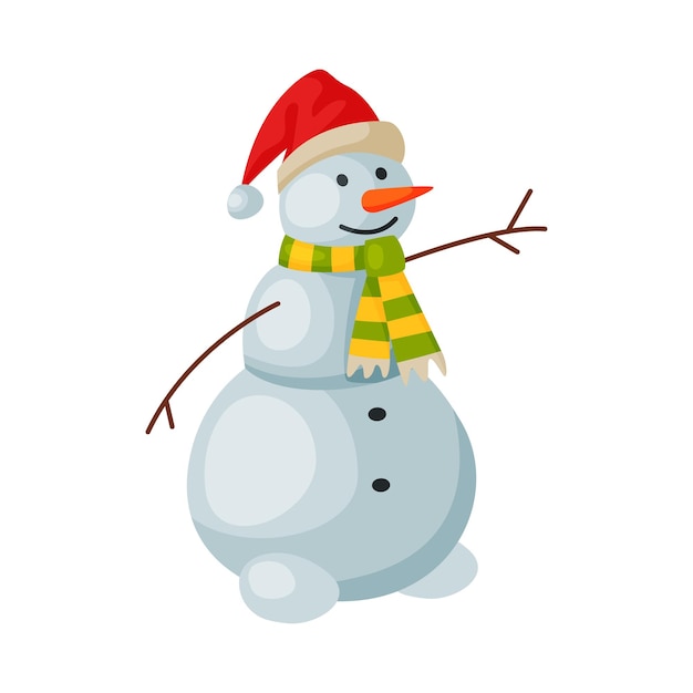 Hombre de nieve lindo Símbolo de Navidad y Año Nuevo Decoración tradicional de vacaciones Ilustración vectorial