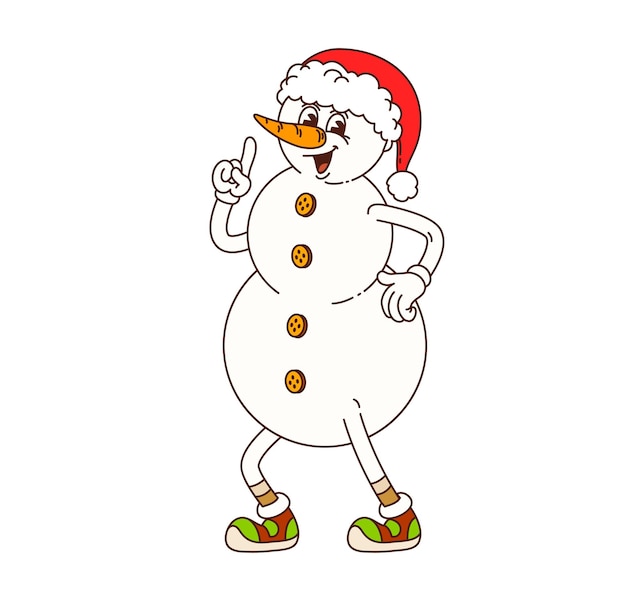 El hombre de nieve de Navidad en sombrero de Papá Noel
