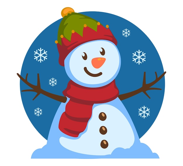 Hombre de nieve con sombrero y bufanda de Navidad
