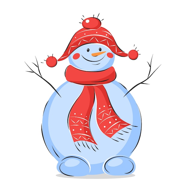 Hombre de nieve con sombrero y bufanda