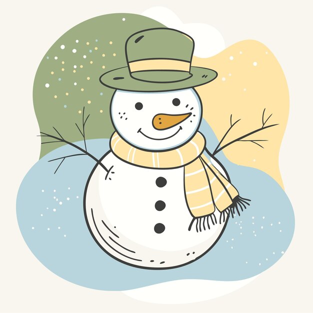 un hombre de nieve con un sombrero y una bufanda