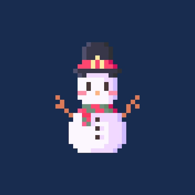 un hombre de nieve con un sombrero en la cabeza