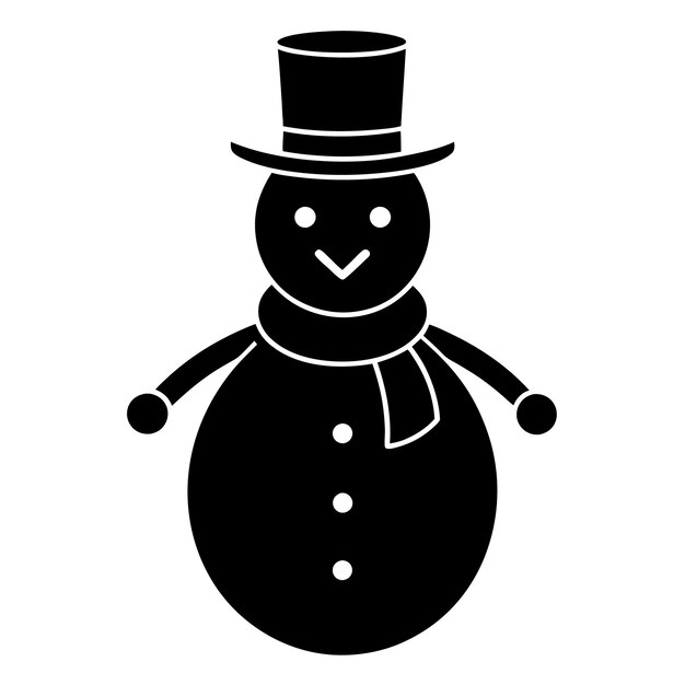 un hombre de nieve con un sombrero negro y un fondo blanco
