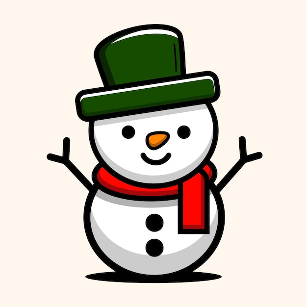 Vector hombre de nieve con sombrero verde