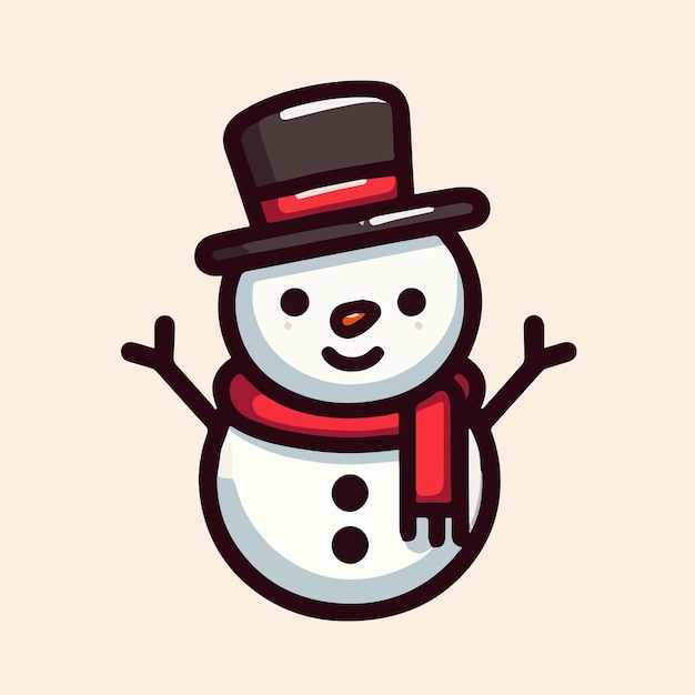 Vector hombre de nieve con una sonrisa linda.