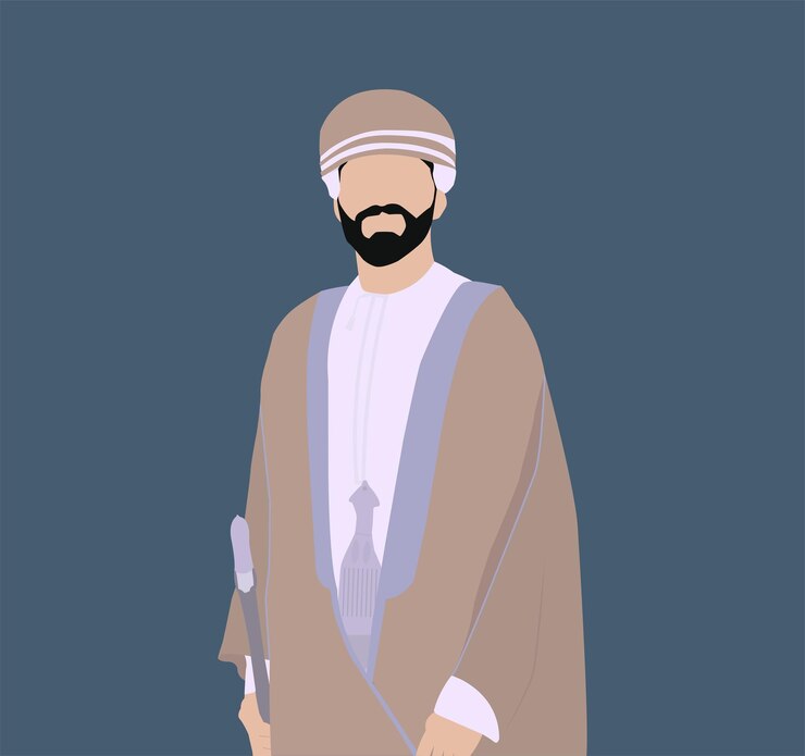 Vector hombre omaní con vestido de novia tradicional