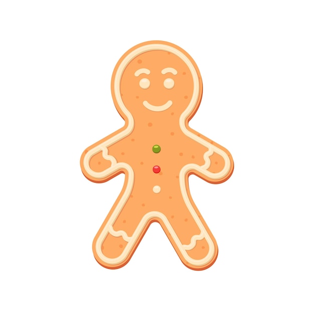 Hombre de pan de jengibre Pastel de especias Galleta Vector plano