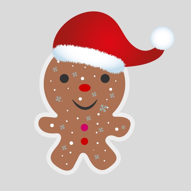 Hombre de pan de jengibre con sombrero de santa claus. Icono de Navidad. Símbolos festivos de invierno. Delicias navideñas.