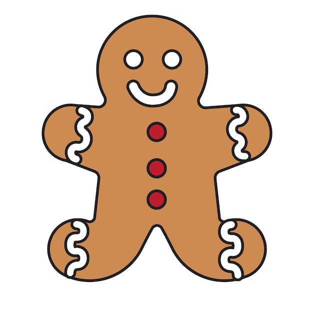 Hombre de pan de jengibre de vector aislado sobre fondo blanco