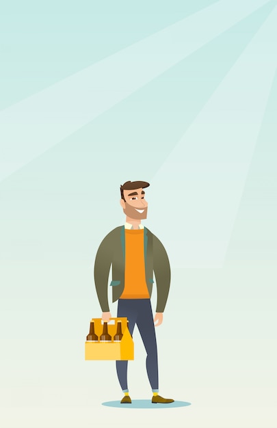 Hombre con paquete de cerveza
