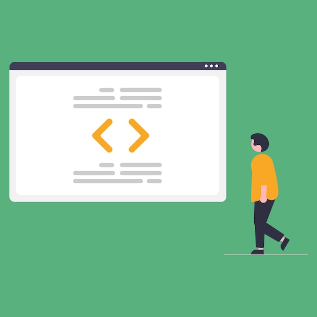 Un hombre pasa frente a una pantalla de computadora con la palabra código en ella.