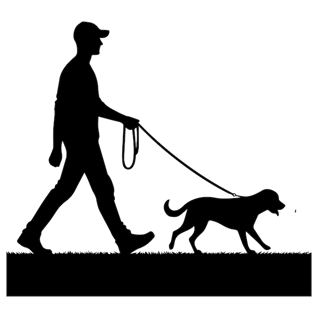 Un hombre paseando a su perro