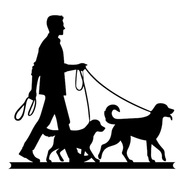 Un hombre paseando a su perro