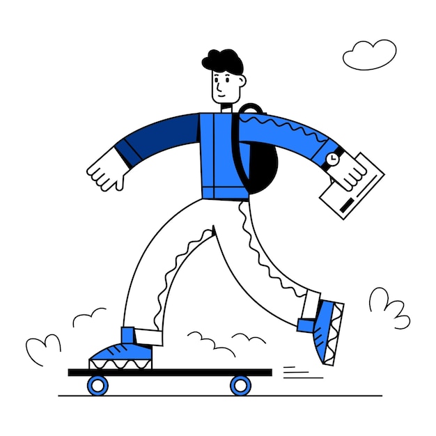 hombre en patineta con una carta