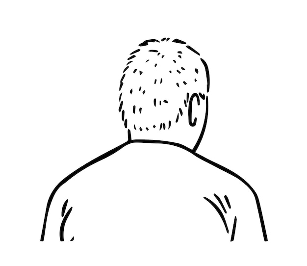 Hombre con pelo corto en una chaqueta hombre libro de colorear de dibujos animados lineales