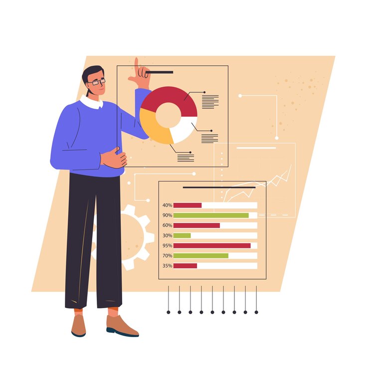 Vector hombre con pensamiento estructural estratégico analítico lógico diferentes tipos de mentalidad mental