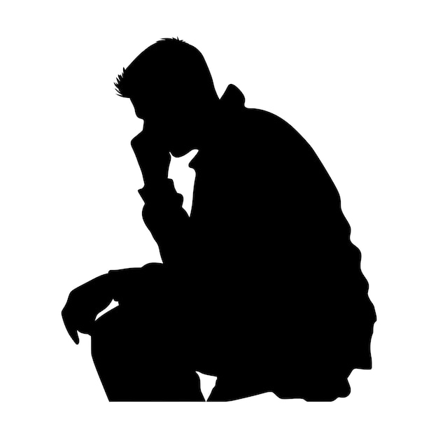 Un hombre pensando en el arte vectorial de siluetas