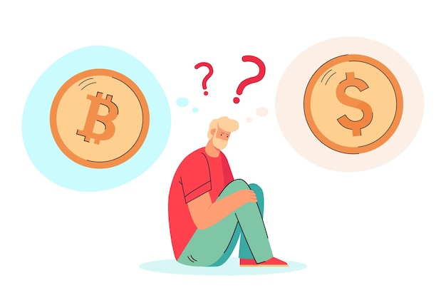 Hombre pensando en comprar bitcoin
