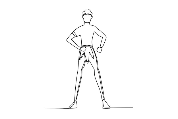 Un hombre posando con ropa tradicional africana Dibujo de una línea de la tribu de África