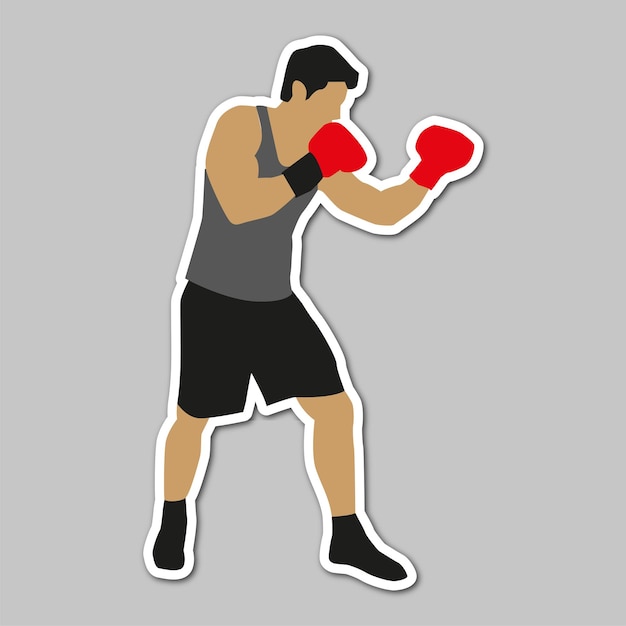 Hombre con pose de boxeo pegatina vectorial editable de arte marcial