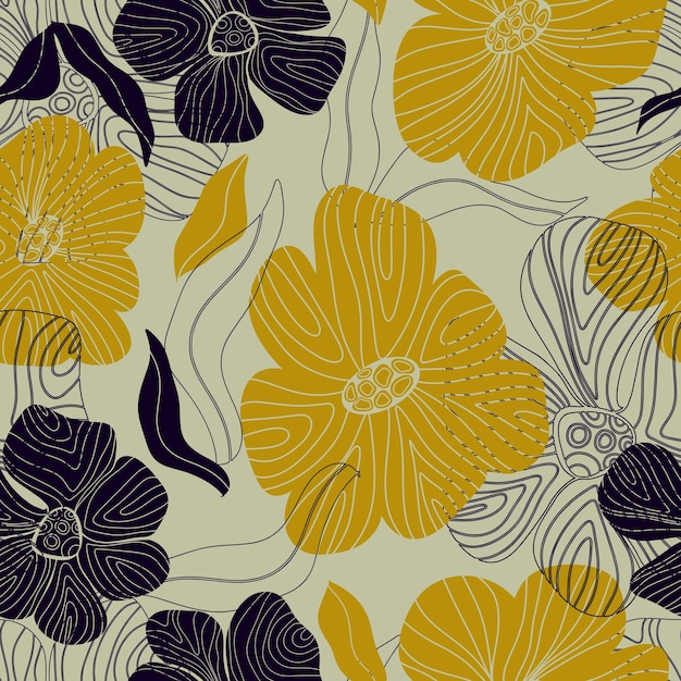 Hombre en posición de loto en una flor de loto Ilustración en estilo linograbado Elemento de textura vectorial para diseño