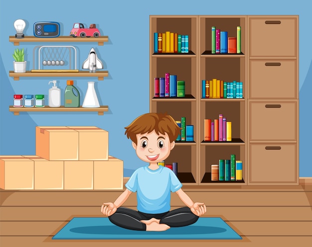 Hombre practicando ejercicio de yoga y meditación.