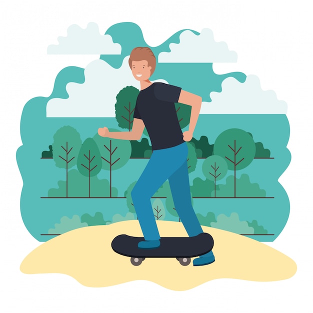 Hombre practicando skate en el parque