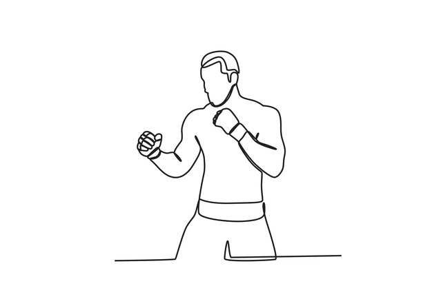 Un hombre se prepara para entrar en una competencia de boxeo UFC dibujo en línea