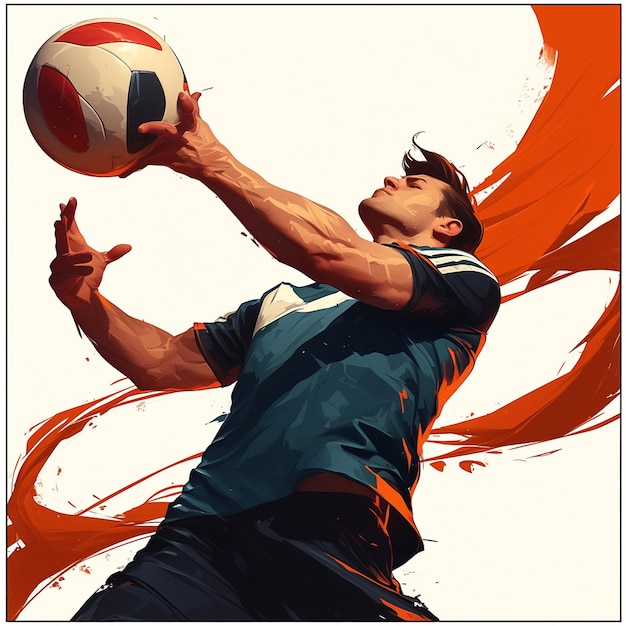 Vector un hombre de qatar está jugando al balonmano