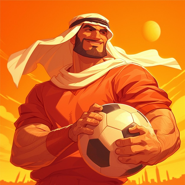 Vector un hombre de qatar está jugando al balonmano