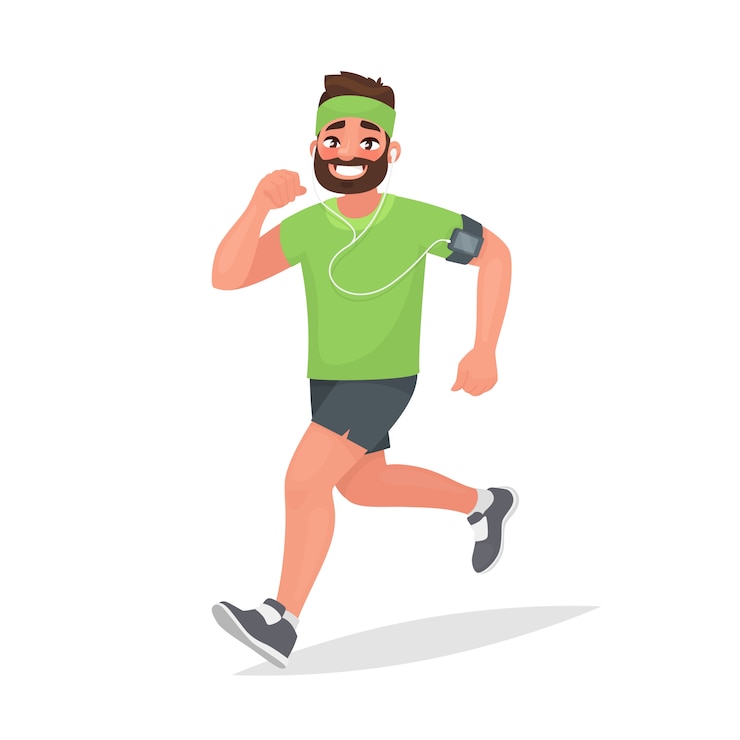 Vector hombre que corre. una persona se dedica a la buena forma física. trotar por la mañana