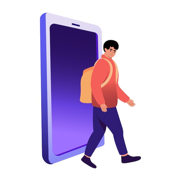 El hombre que emerge del teléfono inteligente