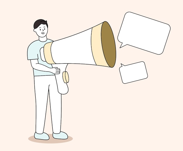 el hombre que guía el anuncio ilustración conjunto mensaje voz banner discurso Dibujo vectorial