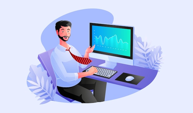 un hombre que trabaja en una computadora para analizar datos
