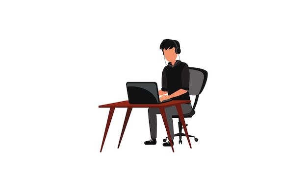 Un hombre que trabaja en una computadora portátil en una mesa