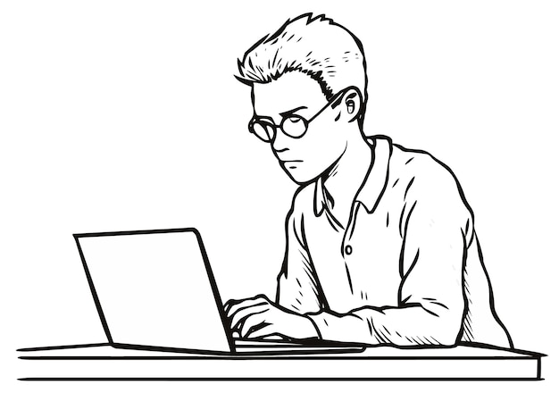 Un hombre que trabaja en una computadora portátil.