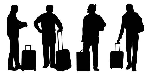 Hombre que viaja para la ilustración de vector de siluetas de aventura