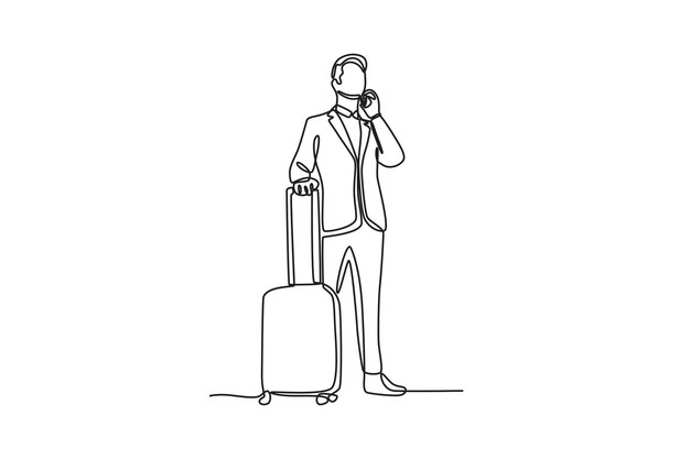 un hombre que va en un viaje de negocios está llamando