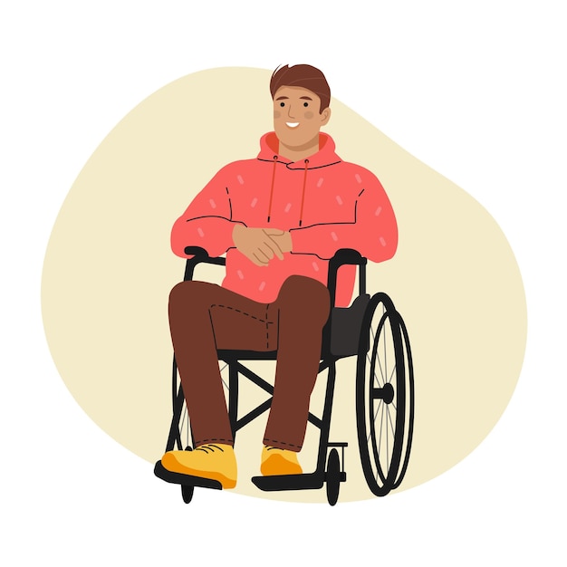 Hombre que vive la vida plena Ilustración de vector plano de inclusión de personas