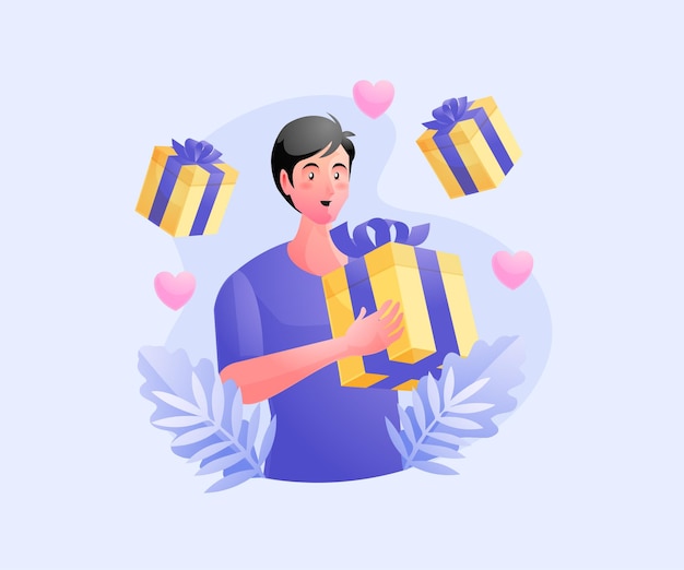 Un hombre recibe una caja de regalo