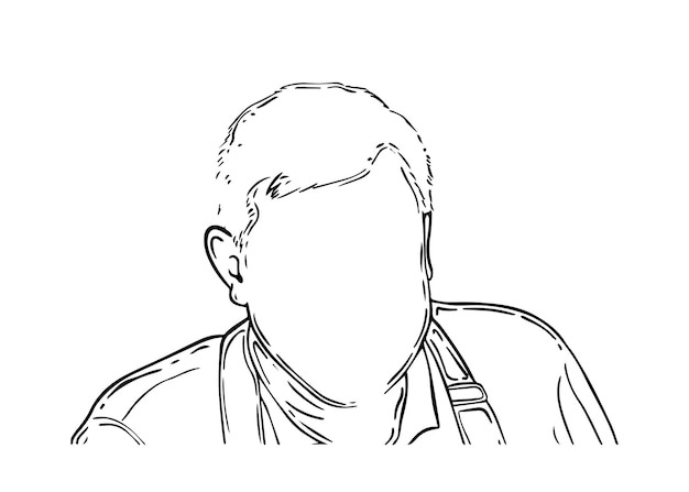 Hombre con retrato de pelo corto en camisa hombre libro de colorear de dibujos animados lineales