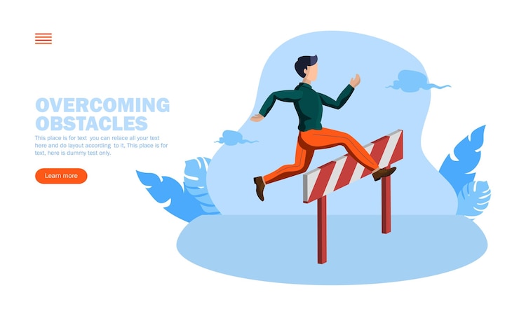 Vector hombre saltando sobre un obstáculo ilustración vectorial