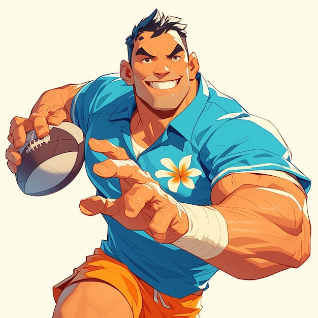 Vector un hombre de samoa americana está jugando al fútbol