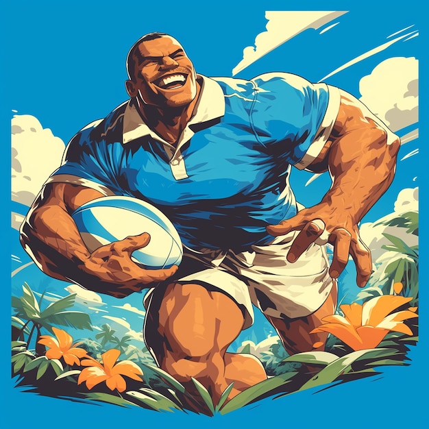 Vector un hombre de samoa americana está jugando al fútbol