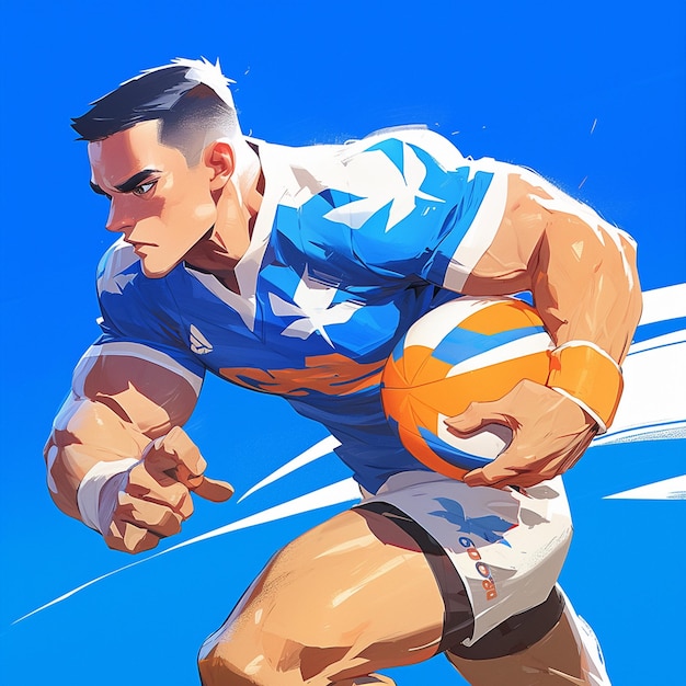 Vector un hombre de samoa está jugando al rugby