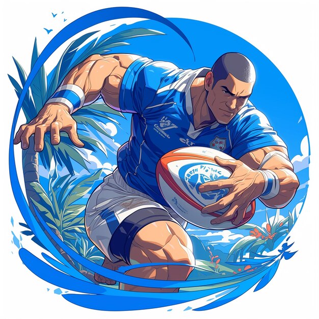 Vector un hombre de samoa está jugando al rugby