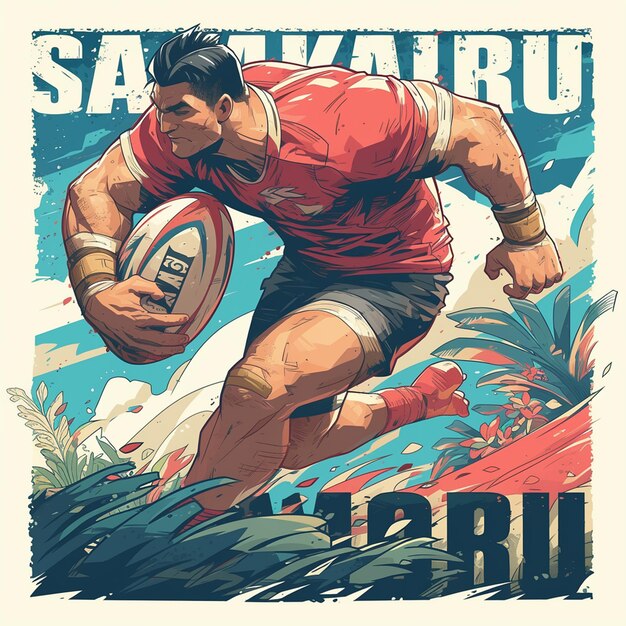 Vector un hombre de samoa está jugando al rugby