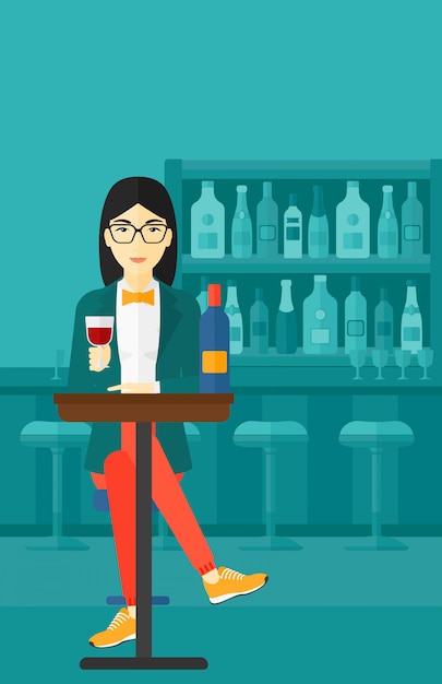 Hombre sentado en el bar