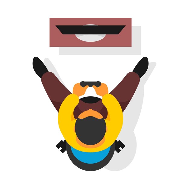 El hombre sentado en una silla y viendo la ilustración de vector de estilo plano de TV